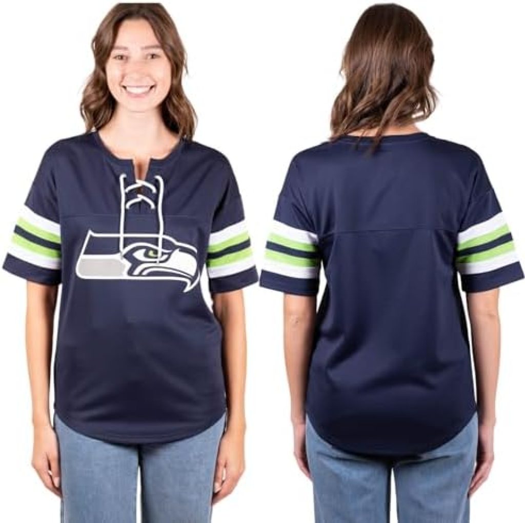 Ultra Game NFL Women's Lace Up Tee Shirt Penalty Box