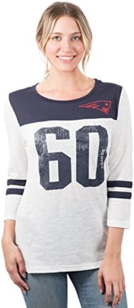 Ultra Game NFL Women's Super Soft Raglan Vintage Baseball T-Shirt